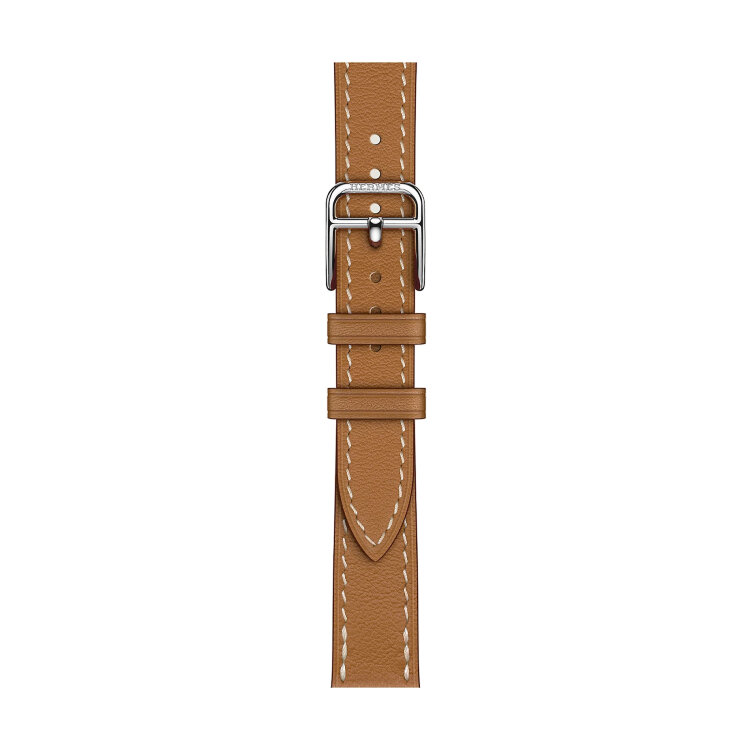 Кожаный ремешок Hermes для Apple Watch Single Tour 42mm Attelage - Коричневый (Gold)