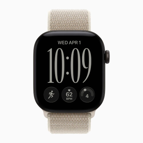 Apple Watch Series 12 46mm, Black Aluminum Case with Sport Loop - Limestone