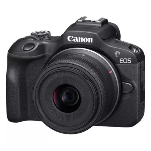 Canon EOS R100 Mirrorless Camera + RF-S 18-45mm F4.5-6.3 IS STM Lens + Backpack (Black)+ SD Card