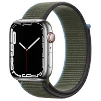 Apple Watch Series 7 45 мм, Стальные, спортивный браслет Оливковый