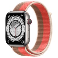 Apple Watch Series 7 45 мм Титан, спортивный браслет «Розовый помело/миндальный»