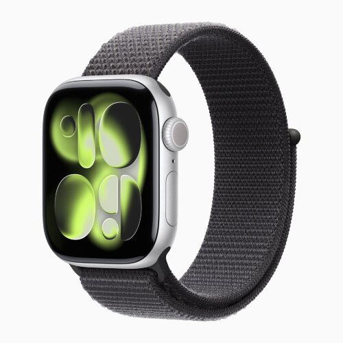 Apple Watch Series 11 42mm, Silver Aluminum Case with Sport Loop - Dark Gray