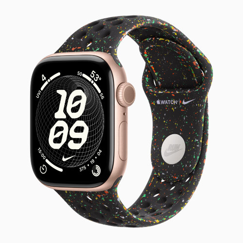 Apple Watch Series 11 42mm, Rose Gold Aluminum Case with Nike Sport Band - Midnight Black