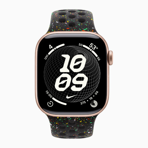 Apple Watch Series 11 42mm, Rose Gold Aluminum Case with Nike Sport Band - Midnight Black