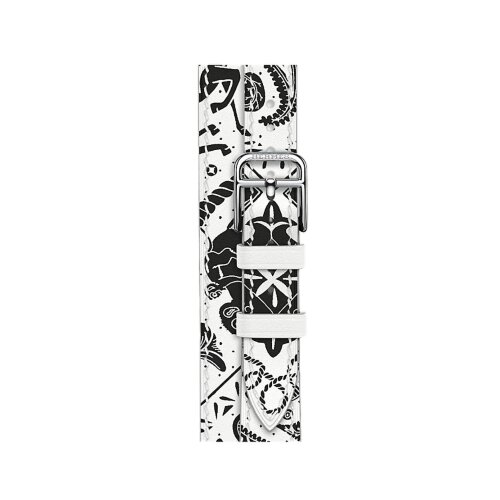 Ремешок Hermès Attelage Double Tour Animaux Bandana из кожи Swift 42mm для Apple Watch - Белый