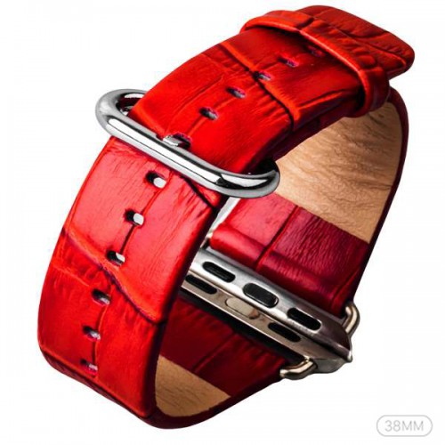 Ремешок кожаный iBacks с классической пряжкой для Apple Watch 38mm Красный