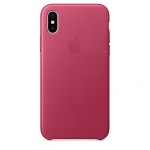 Кожаный чехол для iPhone X «розовая фуксия»