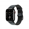 Ремешок Hermes для Apple Watch 42mm Toile H Single Tour - Деним/Черный (Denim/Noir)