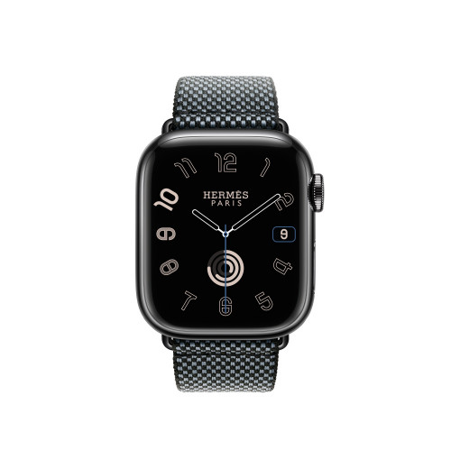Ремешок Hermes для Apple Watch 42mm Toile H Single Tour - Деним/Черный (Denim/Noir)