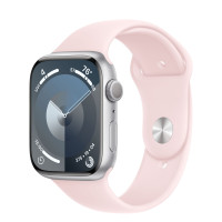 Apple Watch Series 9 45mm, Silver Aluminum Case with Sport Band - Light Pink