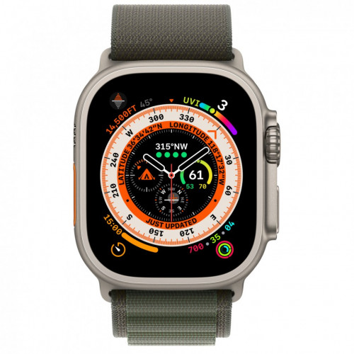 Apple Watch Ultra 2 49mm Titanium Case with Green Alpine Loop (S)
