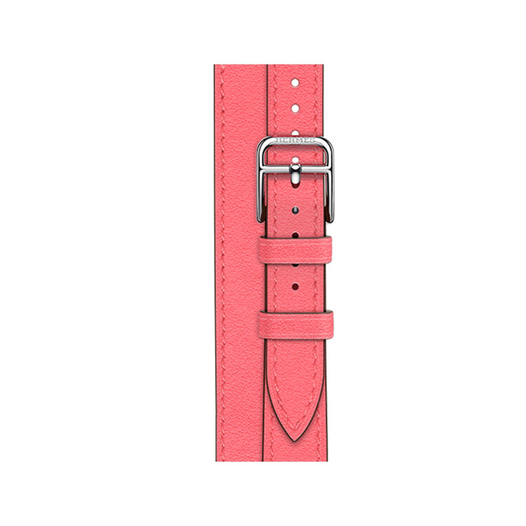Кожаный ремешок Hermes для Apple Watch Double Tour 42mm Attelage - Светло-розовый (Rose Azalee)