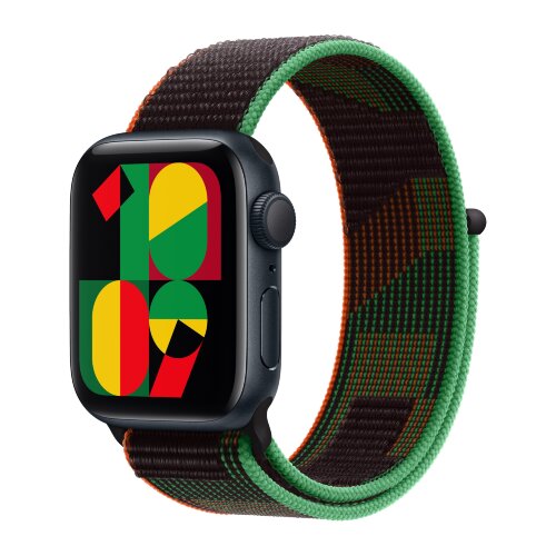 Apple Watch SE (2023) 44mm, Midnight Aluminum Case with Sport Loop - Black Unity