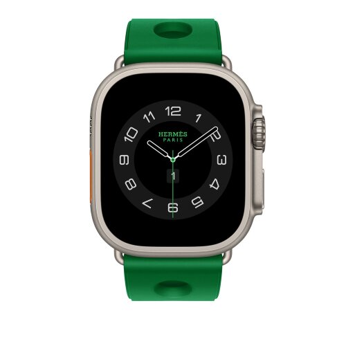 Ремешок Hermès для Apple Watch Ultra 49mm Scub’H Diving — ярко-зеленый (Vert Vertigo)