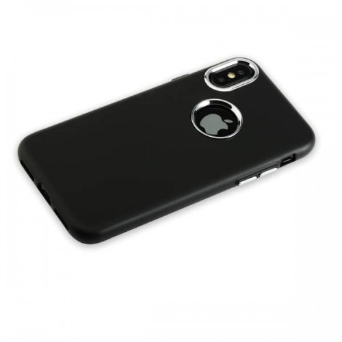 Силиконовый чехол-накладка Metal touch Series для iPhone X - Черный