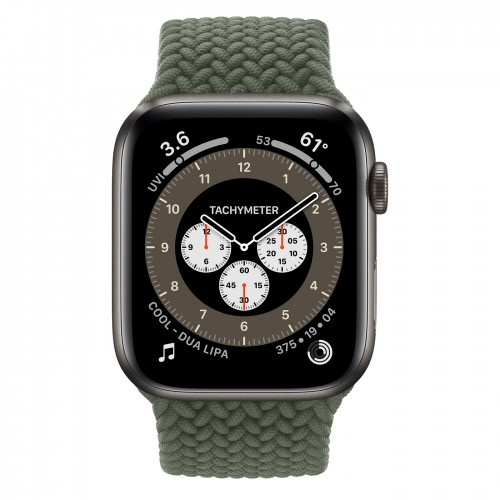 Apple Watch Edition Series 6 Titanium Space Black 44mm, плетёный монобраслет "зелёные холмы"