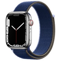 Apple Watch Series 7 45 мм, Стальные, спортивный браслет «Тёмный ультрамарин»