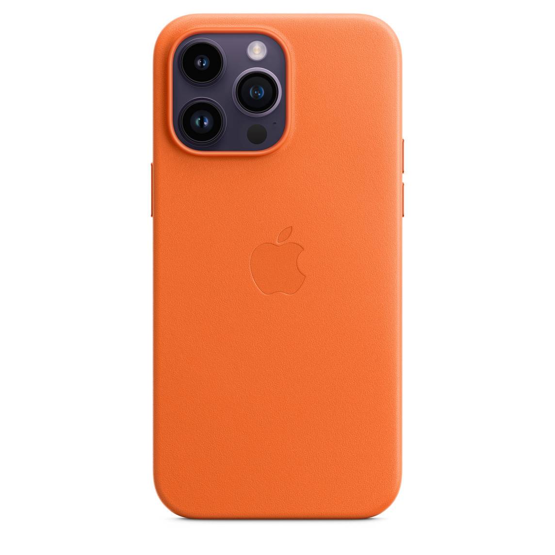 Купить кожаный чехол для iPhone 14 Pro Orange в Москве цена