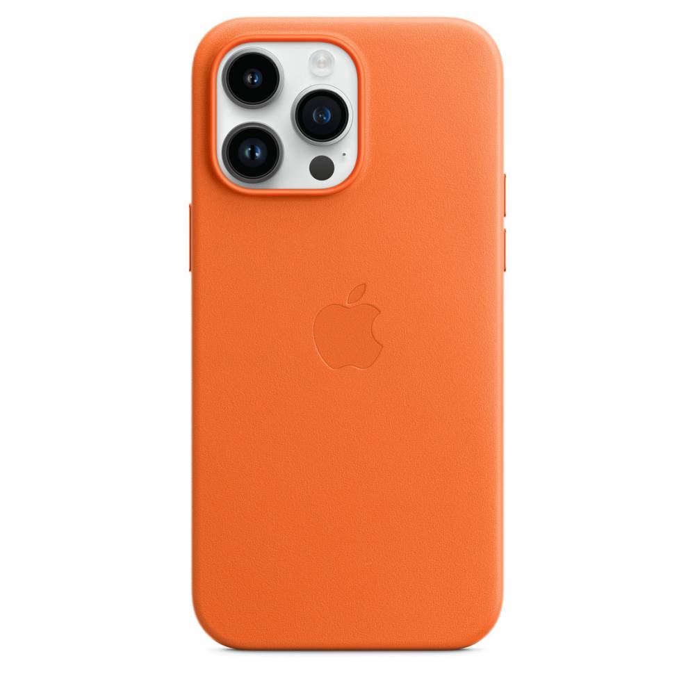 Купить кожаный чехол для iPhone 14 Pro Orange в Москве цена