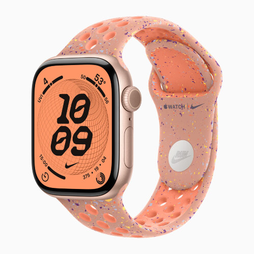 Apple Watch Series 11 42mm, Rose Gold Aluminum Case with Nike Sport Band - Alpenglow Pink