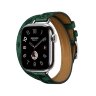 Ремешок Hermès Attelage Double Tour Animaux Bandana из кожи Swift 42mm для Apple Watch - Зеленый