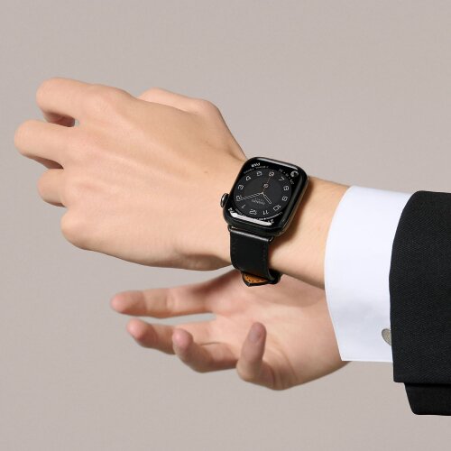 Ремешок Hermès Single Tour из кожи Swift 41mm для Apple Watch - Черный (Noir)