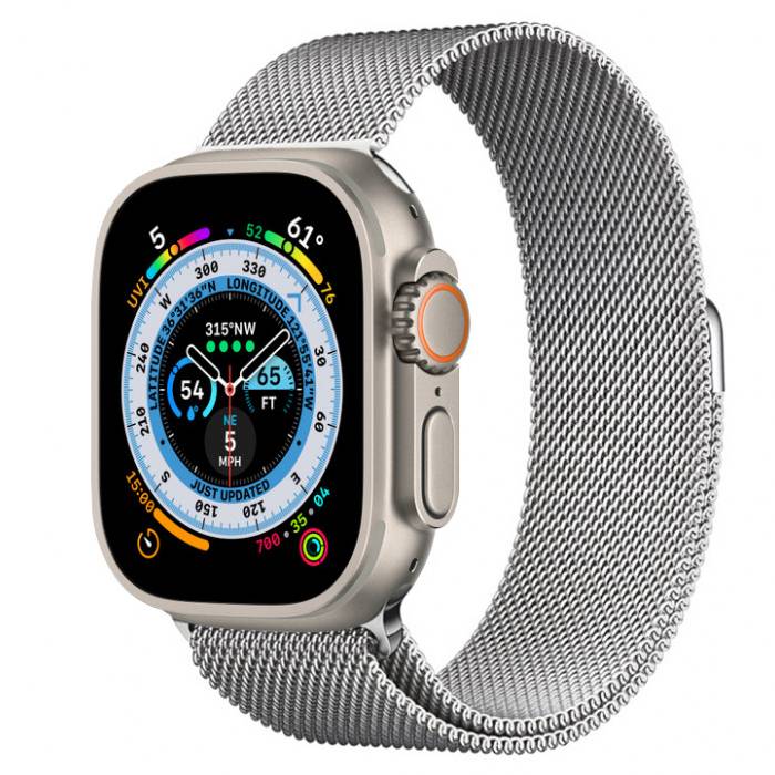 Silver aluminum apple watch with milanese loop on sale