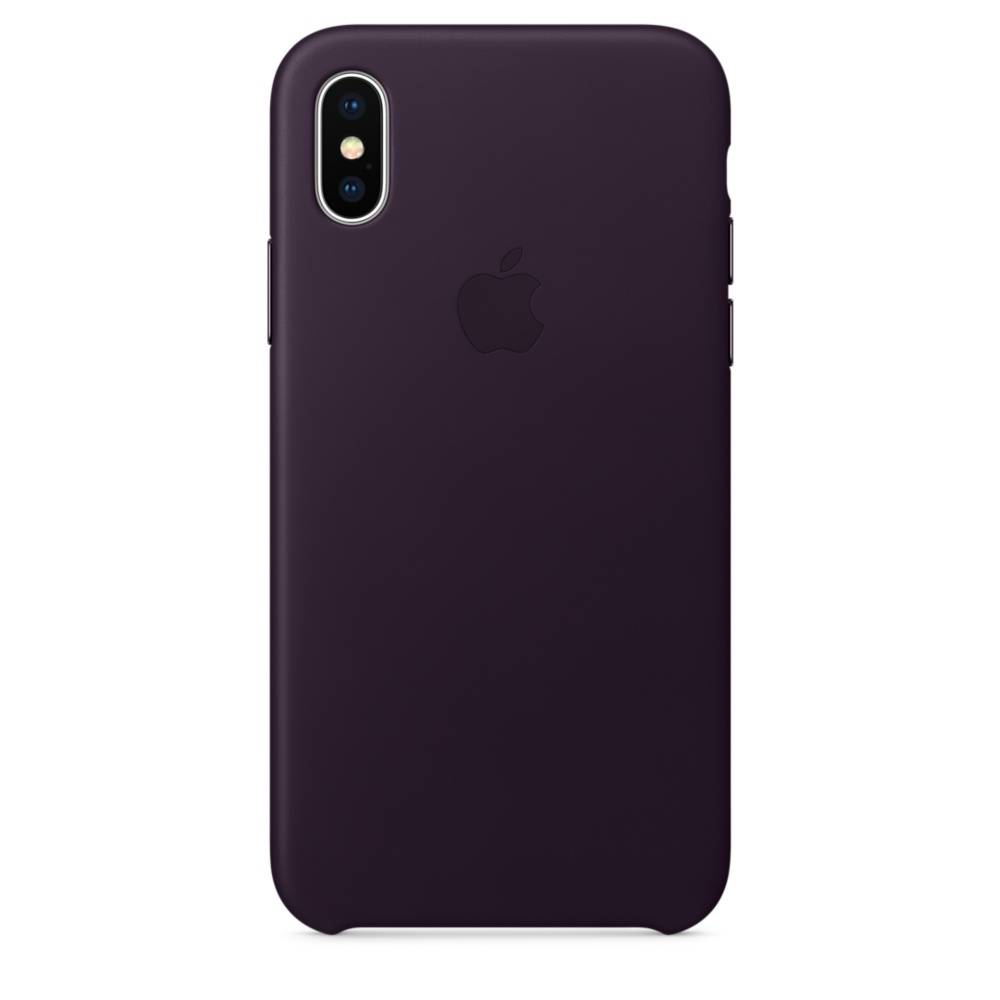 Кожаный чехол для iPhone X баклажановый