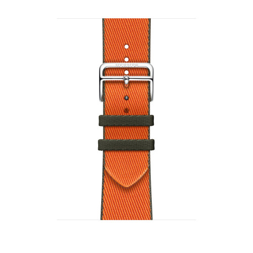 Ремешок Hermes для Apple Watch 46mm Twill Jump Single Tour - Оранжевый/Хаки (Orange/Kaki)