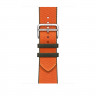 Ремешок Hermes для Apple Watch 46mm Twill Jump Single Tour - Оранжевый/Хаки (Orange/Kaki)
