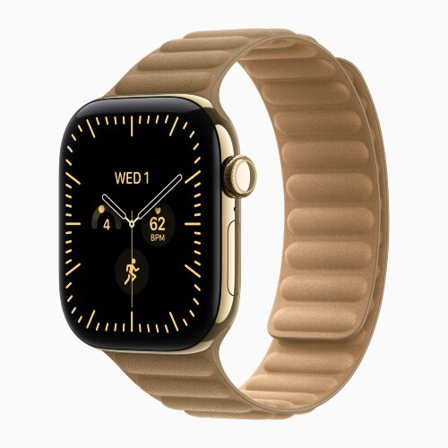 Apple Watch Series 12 42mm, Radiant Gold Titanium Case with Magnetic Link - Camel