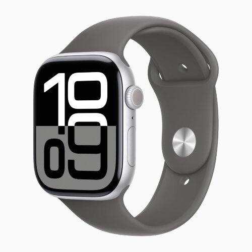 Apple Watch Series 10 42mm, Silver Aluminum Case with Sport Band - Stone Gray