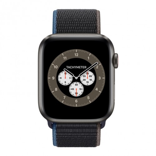 Apple Watch Edition Series 6 Titanium Space Black 44mm, спортивный браслет угольного цвета