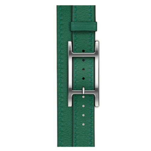 Apple Watch Hermes Series 11 42mm, двойной тонкий кожаный ремешок с пряжкой зеленого цвета