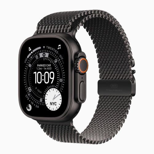 Apple Watch Ultra 3 49mm Black Titanium Case with Black Milanese Loop