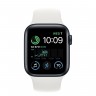 Apple Watch SE (2022) 40mm, Midnight Aluminum Case with Sport Band - White