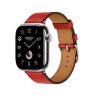 Кожаный pемешок Hermes для Apple Watch Single Tour 42 mm - Красный (Rouge Radieux)