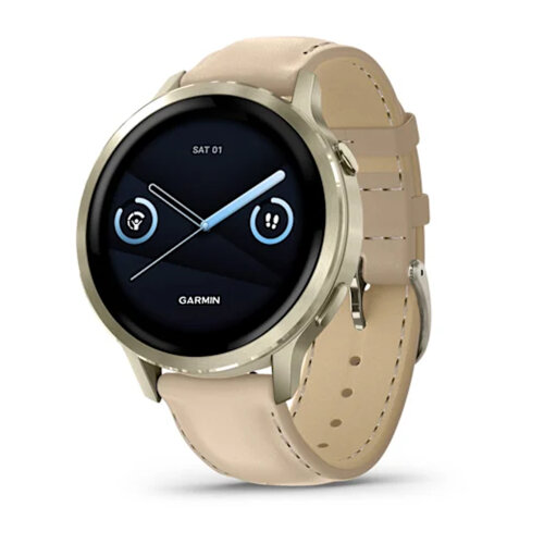 Умные часы Garmin Venu 4 41mm, Lunar Gold, Bone Silicone Band, Light Sand Leather Band