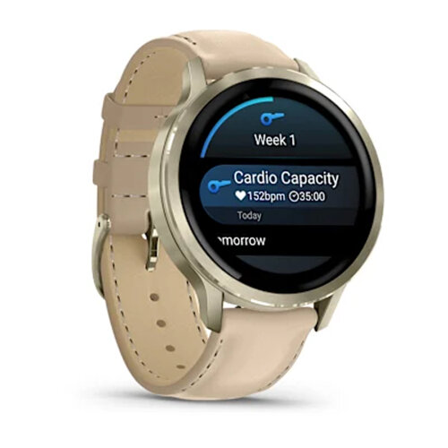 Умные часы Garmin Venu 4 41mm, Lunar Gold, Bone Silicone Band, Light Sand Leather Band