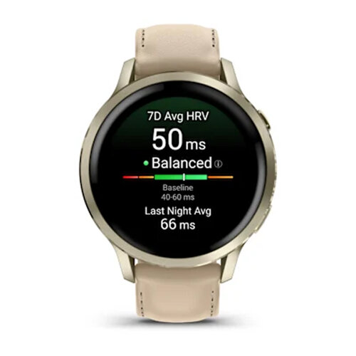 Умные часы Garmin Venu 4 41mm, Lunar Gold, Bone Silicone Band, Light Sand Leather Band