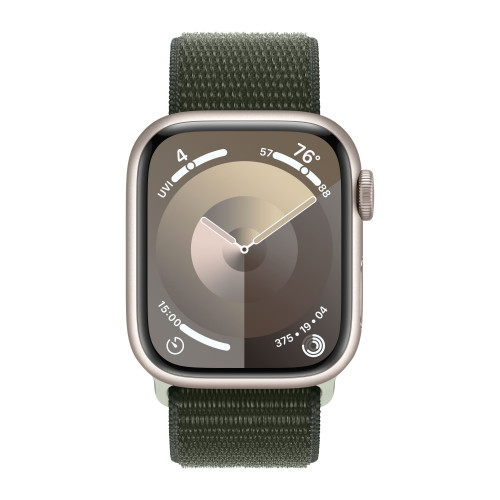 Apple Watch Series 9 41mm, Starlight Aluminum Case with Sport Loop - Cypress