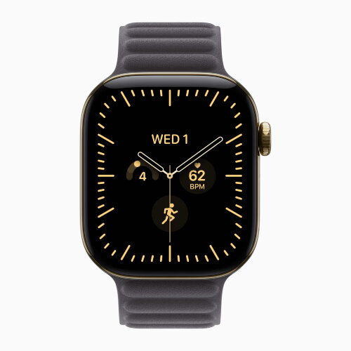 Apple Watch Series 12 46mm, Radiant Gold Titanium Case with Magnetic Link - Midnight