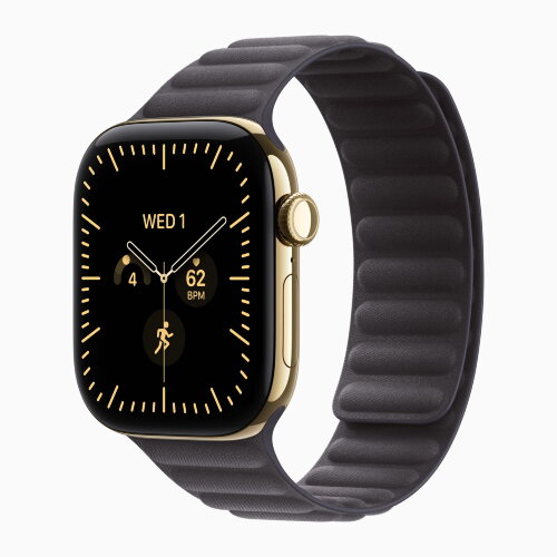Apple Watch Series 12 46mm, Radiant Gold Titanium Case with Magnetic Link - Midnight