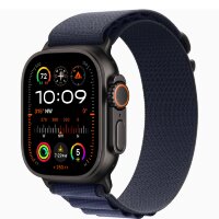 Apple Watch Ultra 2 49mm Black Titanium Case with Navy Alpine Loop (Medium)