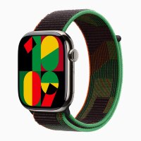 Apple Watch Series 10 42mm, Natural Titanium Case with Sport Loop - Black Unity
