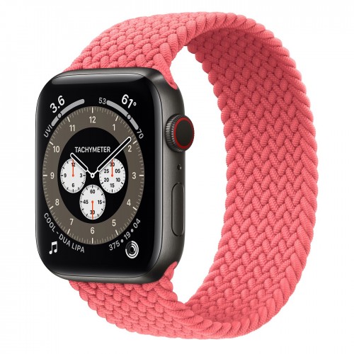 Apple Watch Edition Series 6 Titanium Space Black 44mm, плетёный монобраслет розовый пунш