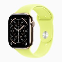 Apple Watch Series 11 42mm, Gold Titanium Case with Sport Band - Neon Yellow