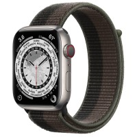 Apple Watch Series 7 45 мм Титан, спортивный браслет «Сумрачный торнадо/серый»