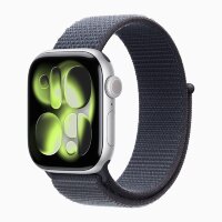 Apple Watch Series 11 46mm, Silver Aluminum Case with Sport Loop - Anchor Blue