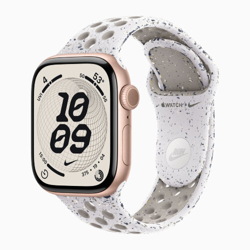 Apple Watch Series 11 42mm, Rose Gold Aluminum Case with Nike Sport Band - Veiled Grey